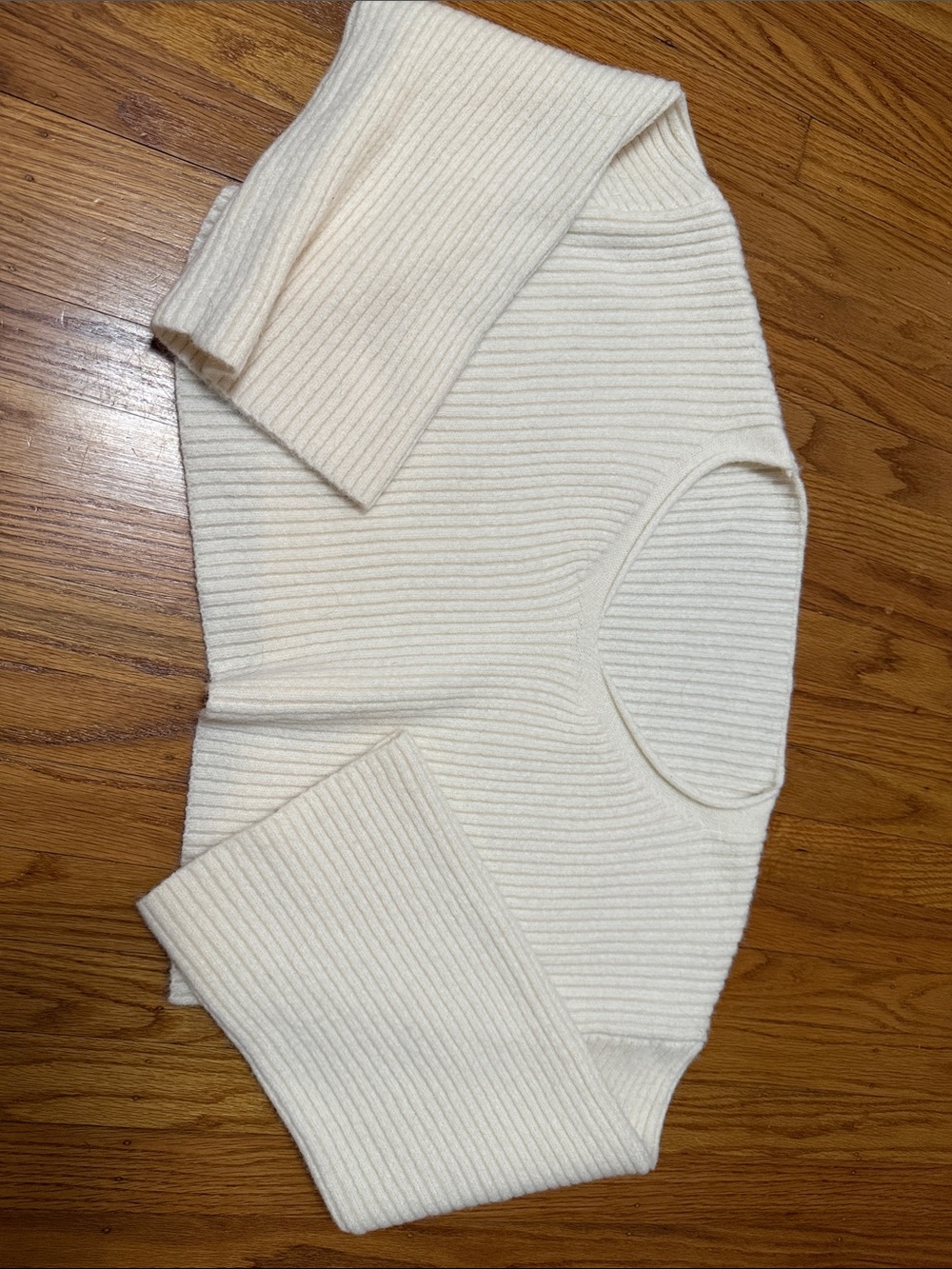Ribbed Cream Women's Sweater - Classic Crewneck